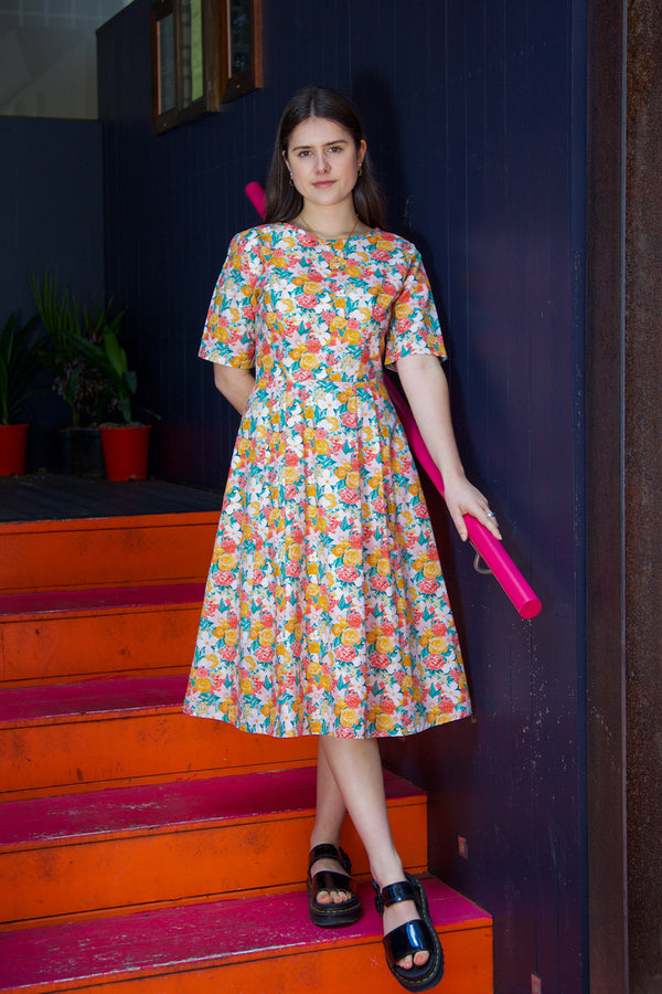Lulu Dress Peach Floral WILSON TROLLOPE