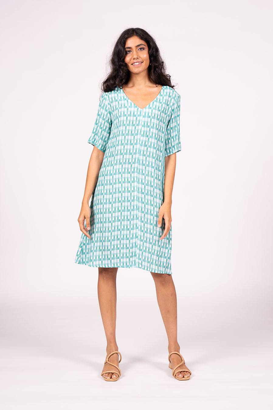 Hazel Dress S/S - Green Tile | SAMPLE