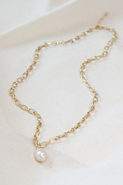 Baroque Drop Necklace - Pearl