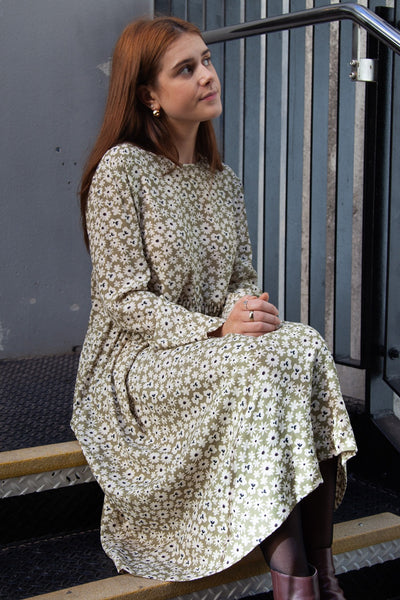 Otama Dress L/S - Green Daisy