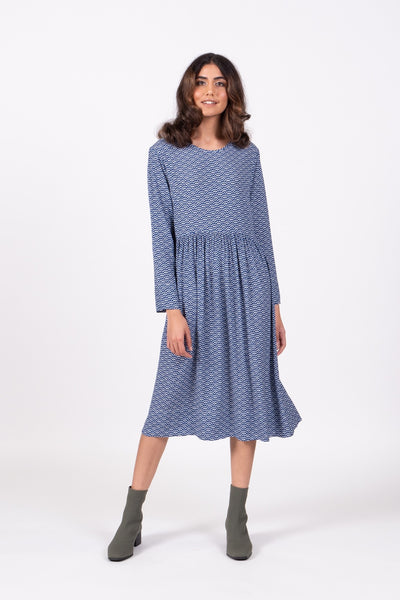 Otama Dress L/S - Blue Scollop