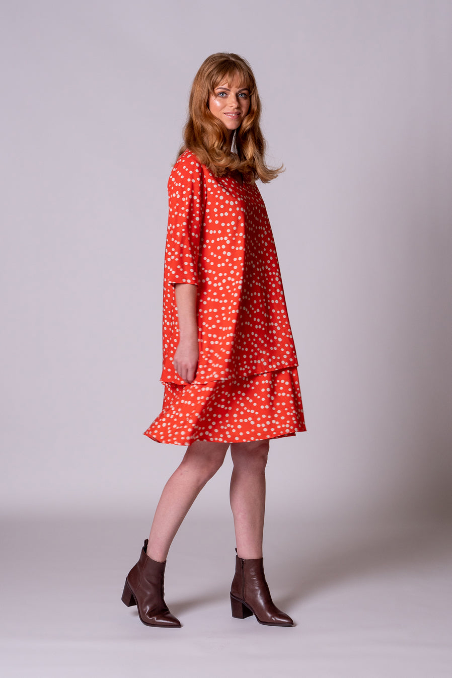 Mary Dress - Orange Spot