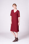 Portofino Dress - Burgundy Stripe